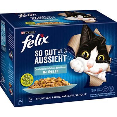 Felix PURINA net zo goed als het eruit ziet in gelei smaakdiversiteit uit het water natvoer voor katten 12 x 85 g portiezakje Felix PURINA net zo goed als het eruit ziet in gelei smaakdiversiteit uit het water natvoer voor katten 12 x 85 g portiezakje