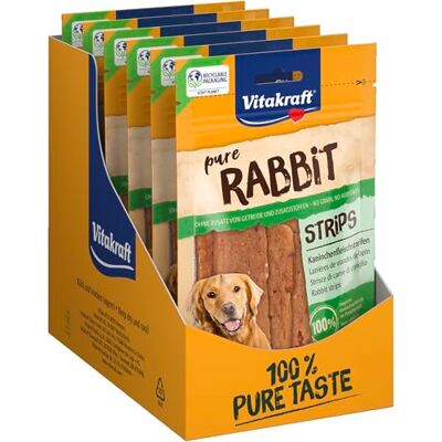 Vitakraft Pure Rabbit Vleesstrips, Hondensnacks, Reepjes konijnenvlees, traktaties voor hondentraining, geen suiker toegevoegd (10x 80g) Vitakraft Pure Rabbit Vleesstrips, Hondensnacks, Reepjes konijnenvlees, traktaties voor hondentraining, geen suiker toegevoegd (10x 80g)