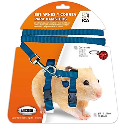 ICA DA977 Hamsterharnas en riem, blauw, verstelbaar ICA DA977 Hamsterharnas en riem, blauw, verstelbaar