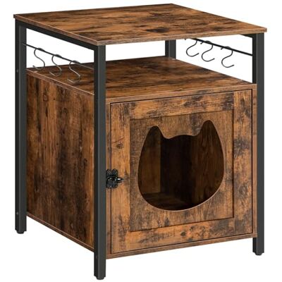 HOOBRO Kattenbak, Kattenhuis met 6 Verwijderbare Haken, Kattengrot, Enkele Deur en Open Plank, Kattenbak, Grote Opbergruimte, Stal, Bank, Kattenladekast, Woonkamer, Hal EBF05MW01 HOOBRO Kattenbak, Kattenhuis met 6 Verwijderbare Haken, Kattengrot, Enkele Deur en Open Plank, Kattenbak, Grote Opbergruimte, Stal, Bank, Kattenladekast, Woonkamer, Hal EBF05MW01