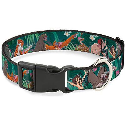 Buckle-Down Plastic Clip Collar The Jungle Book 8 Character Group Green 1" Wide Past 9-15" Nek Small Buckle-Down Plastic Clip Collar The Jungle Book 8 Character Group Green 1" Wide Past 9-15" Nek Small