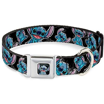 Buckle-Down Gesp Dog Collar Stitch Poses/Hibiscus Schets Zwart/Grijs/Blauw 2,5 cm Breed Past 30,5-33,5 cm Nek Medium Buckle-Down Gesp Dog Collar Stitch Poses/Hibiscus Schets Zwart/Grijs/Blauw 2,5 cm Breed Past 30,5-33,5 cm Nek Medium