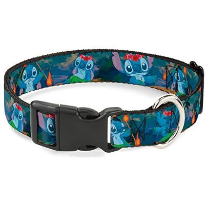 Buckle-Down Plastic Clip Collar Stitch Hula Dance 5-Poses 1/2" Wide Past 8-12" Neck Medium Buckle-Down Plastic Clip Collar Stitch Hula Dance 5-Poses 1/2" Wide Past 8-12" Neck Medium