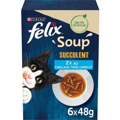 Felix Succulente Soup Volwassen Kat Vissenselectie Set van 8 6 x 48 g Soep in zak Felix Succulente Soup Volwassen Kat Vissenselectie Set van 8 6 x 48 g Soep in zak