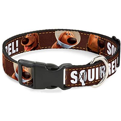 Buckle-Down Plastic Clip Collar Dug 3-Poses/SQUIRREL! Bruin/Geel/Wit 1" Wijd Past 9-15" Neck Small Buckle-Down Plastic Clip Collar Dug 3-Poses/SQUIRREL! Bruin/Geel/Wit 1" Wijd Past 9-15" Neck Small