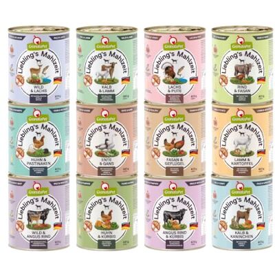GranataPet Liebling's Mahlzeit Multipack Maxi, 12 x 800 g Compleet voer, graanvrij, zonder toegevoegde suiker, groene mossel, made in Germany GranataPet Liebling's Mahlzeit Multipack Maxi, 12 x 800 g Compleet voer, graanvrij, zonder toegevoegde suiker, groene mossel, made in Germany