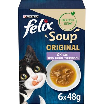 Felix Soup Verschillende Smaken, met Rund, Kip en Tonijn, 8-Pack (8 X 6 X 48g) Felix Soup Verschillende Smaken, met Rund, Kip en Tonijn, 8-Pack (8 X 6 X 48g)