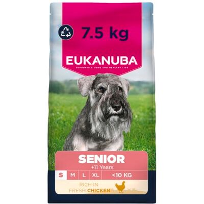 Eukanuba Senior Hondenvoer met verse kip voor kleine rassen, premium droogvoer voor oudere honden, 7,5 kg Premium droogvoer voor oudere honden Eukanuba Senior Hondenvoer met verse kip voor kleine rassen, premium droogvoer voor oudere honden, 7,5 kg Premium droogvoer voor oudere honden