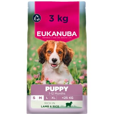 Eukanuba Puppyvoer met lam & rijst voor kleine en middelgrote rassen – premium droogvoer voor junior honden, 3 kg Eukanuba Puppyvoer met lam & rijst voor kleine en middelgrote rassen – premium droogvoer voor junior honden, 3 kg