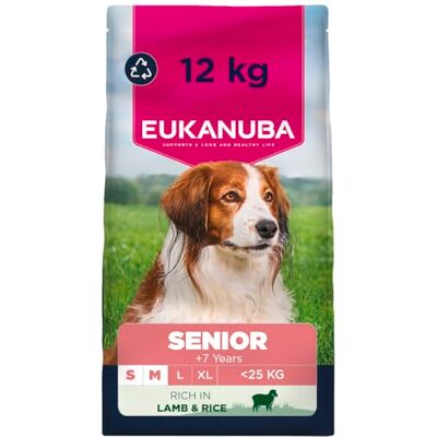 Eukanuba Senior Hondenvoer met lam & rijst voor kleine en middelgrote rassen – premium droogvoer voor oudere honden, 12 kg Eukanuba Senior Hondenvoer met lam & rijst voor kleine en middelgrote rassen – premium droogvoer voor oudere honden, 12 kg