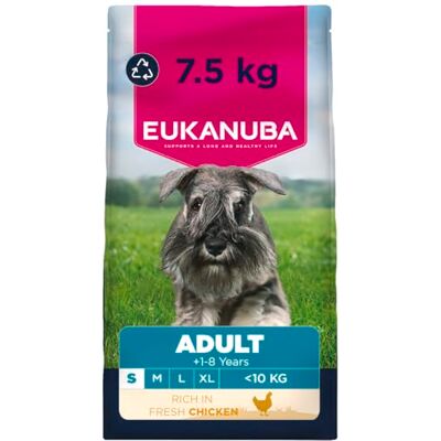 Eukanuba Hondenvoer Droog met verse kip voor kleine rassen, premium droogvoer voor volwassen honden, 7,5 kg Eukanuba Hondenvoer Droog met verse kip voor kleine rassen, premium droogvoer voor volwassen honden, 7,5 kg