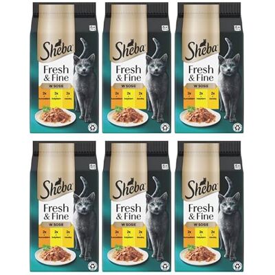 Sheba Portiezakken nat kattenvoer multipack Fresh & Fine in saus met kip en kalkoen, 6x6x50g heerlijk kattenvoer in saus voor verwende katten Sheba Portiezakken nat kattenvoer multipack Fresh & Fine in saus met kip en kalkoen, 6x6x50g heerlijk kattenvoer in saus voor verwende katten