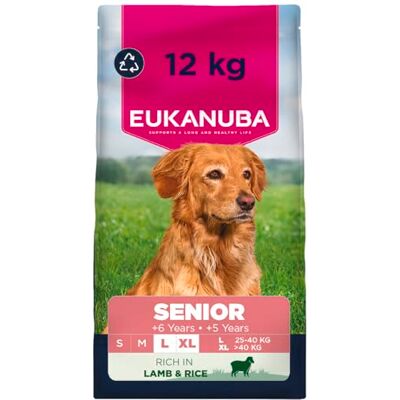 Eukanuba Senior Hondenvoer met lam & rijst voor grote rassen – premium droogvoer voor oudere honden, 12 kg Eukanuba Senior Hondenvoer met lam & rijst voor grote rassen – premium droogvoer voor oudere honden, 12 kg