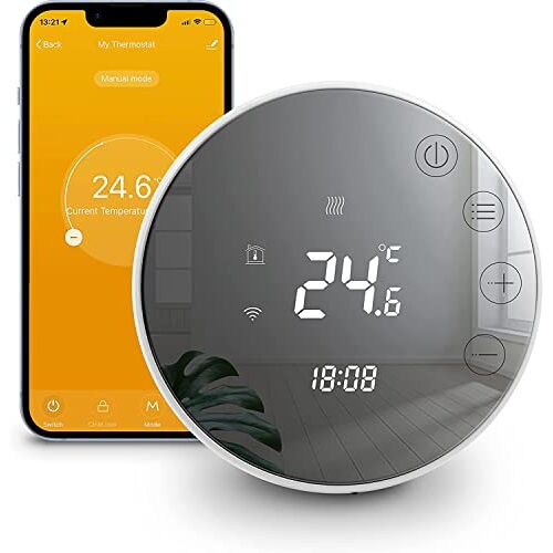 BEOK CONTROLS Beok WIFI Verwarmingsthermostaat, Tuya Slimme Thermostaat Touchscreen Verwarmingsthermostaat Kamerthermostaat Slimme voor Waterverwarming Vloerverwarming Compatibel Alexa Google 3A