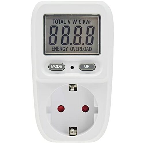 ChiliTec Energiekostenmeter CTM-807 energiekostenmeter stroomkostenmeter energiekostenmeter voor stopcontact 230V verbruiksmeter tot 3600 watt tarief instelbaar wit