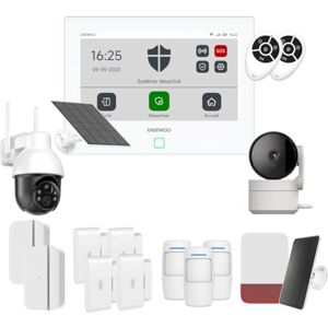 Daewoo AM502L Alarmset, wifi/GSM Touch, 7 inch, draadloos en zonder abonnement, compatibel met dieren, inclusief detectoren + Full HD bewakingscamera, mobiele app inbegrepen Daewoo AM502L Alarmset, wifi/GSM Touch, 7 inch, draadloos en zonder abonnement, compatibel met dieren, inclusief detectoren + Full HD bewakingscamera, mobiele app inbegrepen