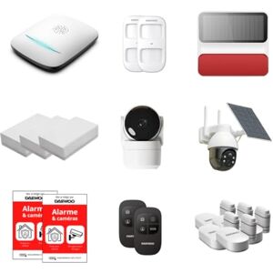 Daewoo PA556Z PA556Z Draadloos beveiligingssysteem met binnencamera en buitencamera op zonne-energie, sirene, Zigbee-detectoren zonder abonnement Daewoo PA556Z PA556Z Draadloos beveiligingssysteem met binnencamera en buitencamera op zonne-energie, sirene, Zigbee-detectoren zonder abonnement