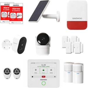Daewoo Touch Plus+ Smart Home Alarmpakket met HD-binnencamera en buitencamera, zonne-sirene, 4 openingssensoren en 2 bewegingsmelders Alexa & Google Home Daewoo Touch Plus+ Smart Home Alarmpakket met HD-binnencamera en buitencamera, zonne-sirene, 4 openingssensoren en 2 bewegingsmelders Alexa & Google Home