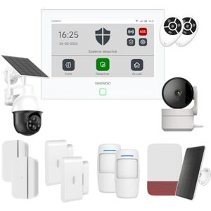 Daewoo AM501L Alarmset, wifi/GSM Touch, 7 inch, draadloos en zonder abonnement, compatibel met dieren, inclusief detectoren + Full HD bewakingscamera, mobiele app inbegrepen Daewoo AM501L Alarmset, wifi/GSM Touch, 7 inch, draadloos en zonder abonnement, compatibel met dieren, inclusief detectoren + Full HD bewakingscamera, mobiele app inbegrepen