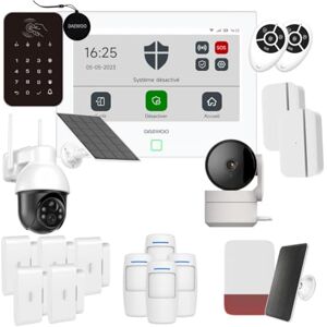 Daewoo AM503L Alarmset, wifi/GSM Touch, 7 inch, draadloos en zonder abonnement, compatibel met dieren, inclusief detectoren + Full HD bewakingscamera, mobiele app inbegrepen Daewoo AM503L Alarmset, wifi/GSM Touch, 7 inch, draadloos en zonder abonnement, compatibel met dieren, inclusief detectoren + Full HD bewakingscamera, mobiele app inbegrepen