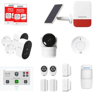 Daewoo Smart Home Alarm zonder abonnement: Smart Protect Safety Essential met HD-camera's, zonne-sirene, rookmelder en 4 deurcontacten, compatibel met Alexa en Google Home Daewoo Smart Home Alarm zonder abonnement: Smart Protect Safety Essential met HD-camera's, zonne-sirene, rookmelder en 4 deurcontacten, compatibel met Alexa en Google Home