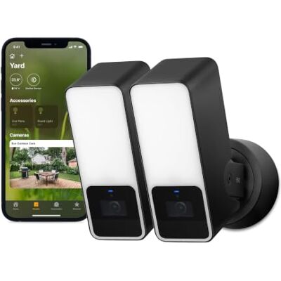 eve Outdoor Cam 2 stuks: biligde camera met schijnwerper, maximale bescherming en privacy (HomeKit Secure Video), 1080p, nachtzicht, wifi (2,4 GHz), bewegingssensor, tweerichtingscommunicatie eve Outdoor Cam 2 stuks: biligde camera met schijnwerper, maximale bescherming en privacy (HomeKit Secure Video), 1080p, nachtzicht, wifi (2,4 GHz), bewegingssensor, tweerichtingscommunicatie