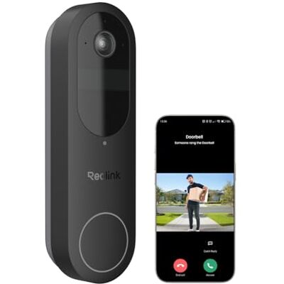 REOLINK 2K Draadloze Videodeurbel met Batterij voor Buiten, 2,4/5GHz Wi-Fi, 150°x150° Zicht, Batterij- of draadvoeding, Personen-/Voertuig-/Pakketherkenning, Geen Maandelijkse Bijdrage, Video Doorbell REOLINK 2K Draadloze Videodeurbel met Batterij voor Buiten, 2,4/5GHz Wi-Fi, 150°x150° Zicht, Batterij- of draadvoeding, Personen-/Voertuig-/Pakketherkenning, Geen Maandelijkse Bijdrage, Video Doorbell