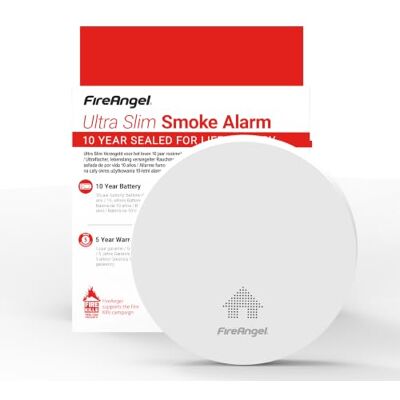 Fire Angel FireAngel FA6629S Dunne Rookmelder voor Thuis, Brandalarm met Batterij voor 10 Jaar, Optische Brandmelder, 115 mm x 23,5 mm, Wit, 1 Stuk Fire Angel FireAngel FA6629S Dunne Rookmelder voor Thuis, Brandalarm met Batterij voor 10 Jaar, Optische Brandmelder, 115 mm x 23,5 mm, Wit, 1 Stuk