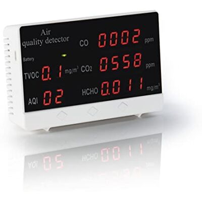 Hama Binnenluchtkwaliteitsmonitor (CO2-kooldioxidedetector, HCHO-formaldehyde en vluchtige organische stoffen TVOC, weergave met grote tekens, oplaadbaar via micro-USB) wit Hama Binnenluchtkwaliteitsmonitor (CO2-kooldioxidedetector, HCHO-formaldehyde en vluchtige organische stoffen TVOC, weergave met grote tekens, oplaadbaar via micro-USB) wit