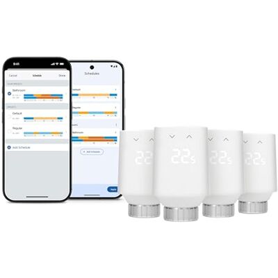 eve Thermo (Matter, 5e gen) 4 stuks: Slimme radiatorthermostaat, nieuw ontwerp, automatische temperatuurregeling, Apple Home, Amazon Alexa, SmartThings, Google Home, vereist Thread Border Router eve Thermo (Matter, 5e gen) 4 stuks: Slimme radiatorthermostaat, nieuw ontwerp, automatische temperatuurregeling, Apple Home, Amazon Alexa, SmartThings, Google Home, vereist Thread Border Router