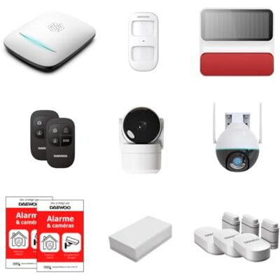 Daewoo Alarmpakket voor thuis met wifi & GSM – draadloos beveiligingssysteem met roterende binnen- en buitencamera's, zonne-sirene, Zigbee-detectoren – zonder abonnement Daewoo Alarmpakket voor thuis met wifi & GSM – draadloos beveiligingssysteem met roterende binnen- en buitencamera's, zonne-sirene, Zigbee-detectoren – zonder abonnement