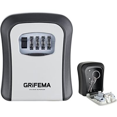 GRIFEMA GA1003-1 Lock Box, Sleutelkastjes, Key Lock Box met 4-Cijferige Cijfercode, Sleutelkluis Wandmontage, Voor Huis, Garage, Waterdichte, Gray95mm40mm115mm GRIFEMA GA1003-1 Lock Box, Sleutelkastjes, Key Lock Box met 4-Cijferige Cijfercode, Sleutelkluis Wandmontage, Voor Huis, Garage, Waterdichte, Gray95mm40mm115mm
