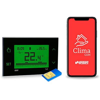 VEMER VE771900 Tuo GSM - Wekelijkse Thermostaat met App Bediening - Zwart VEMER VE771900 Tuo GSM - Wekelijkse Thermostaat met App Bediening - Zwart