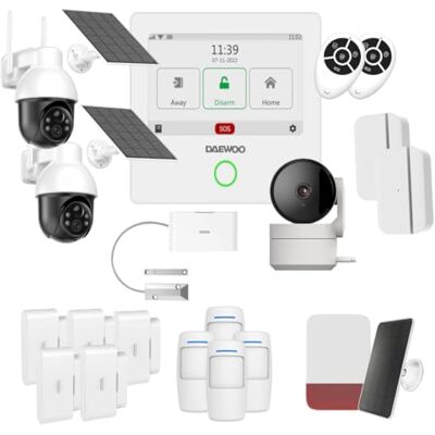 Daewoo AM504 WiFi/GSM Touch 4,3 inch Smart Alarmset, draadloos en zonder abonnement, compatibel met dieren, inclusief detectoren + Full HD bewakingscamera, mobiele app inbegrepen Daewoo AM504 WiFi/GSM Touch 4,3 inch Smart Alarmset, draadloos en zonder abonnement, compatibel met dieren, inclusief detectoren + Full HD bewakingscamera, mobiele app inbegrepen