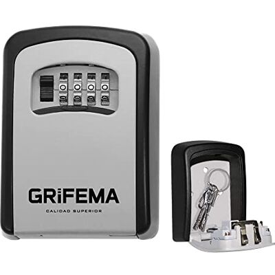 GRIFEMA GA1003 Lock Box, Sleutelkastjes, Key Lock Box met 4-Cijferige Cijfercode, Sleutelkluis Wandmontage, Voor Huis, Garage, Waterdichte, Gray GRIFEMA GA1003 Lock Box, Sleutelkastjes, Key Lock Box met 4-Cijferige Cijfercode, Sleutelkluis Wandmontage, Voor Huis, Garage, Waterdichte, Gray