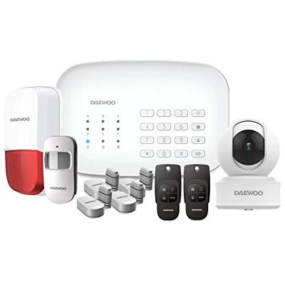 Daewoo Pack Vision+ alarmsysteem, draadloos, WLAN, GSM, met buitensirene 1 camera, compatibel met Amazon Alexa, Google Assistant Daewoo Pack Vision+ alarmsysteem, draadloos, WLAN, GSM, met buitensirene 1 camera, compatibel met Amazon Alexa, Google Assistant
