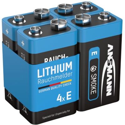 Ansmann rookmelder Extrem lithiumbatterij 9V E-Block, 4 stuks, hoogwaardige wegwerpbatterijen, voor alarmsystemen, rookmelders, brandmeldinstallaties Ansmann rookmelder Extrem lithiumbatterij 9V E-Block, 4 stuks, hoogwaardige wegwerpbatterijen, voor alarmsystemen, rookmelders, brandmeldinstallaties