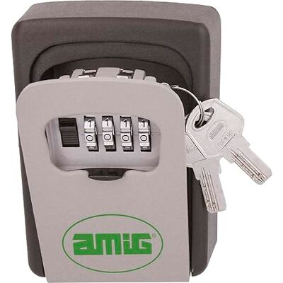 Amig Sleutelkluis Geschikt voor 16 sleutels 122 x 87 x 40 mm Cijferslot 10.000 combinaties Bevestigingsgaten voor wandmontage Grijs staal Amig Sleutelkluis Geschikt voor 16 sleutels 122 x 87 x 40 mm Cijferslot 10.000 combinaties Bevestigingsgaten voor wandmontage Grijs staal