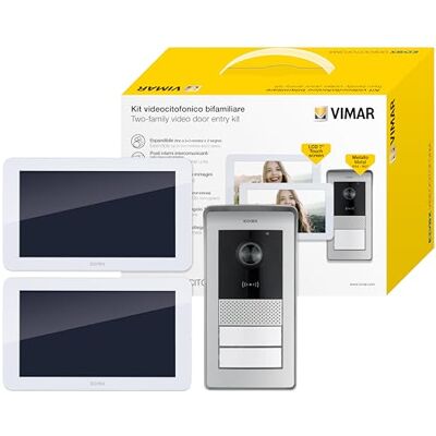VIMAR K42936 video-deurintercomsysteem, twee-familie-kit, video-deurintercomsysteem, touchscreen, RFID-lezer met 2 toetsen, 2 voedingen 40103, 4-weg busverdeler, bevestigingsklemmen VIMAR K42936 video-deurintercomsysteem, twee-familie-kit, video-deurintercomsysteem, touchscreen, RFID-lezer met 2 toetsen, 2 voedingen 40103, 4-weg busverdeler, bevestigingsklemmen