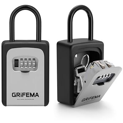 GRIFEMA GA1004 Lock Box, Sleutelkastjes, Key Lock Box met 4-Cijferige Cijfercode, Sleutelkluis Wandmontage, Voor Huis, Garage, Waterdichte, With Hook, Gray GRIFEMA GA1004 Lock Box, Sleutelkastjes, Key Lock Box met 4-Cijferige Cijfercode, Sleutelkluis Wandmontage, Voor Huis, Garage, Waterdichte, With Hook, Gray