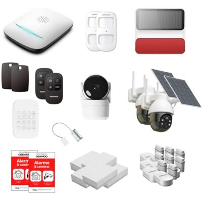 Daewoo PA559Z WiFi & GSM Smart Home Alarmpakket – draadloos beveiligingssysteem met toetsenbord, RFID-badge, 2 buitencamera's op zonne-energie, garagedetector – zonder abonnement Daewoo PA559Z WiFi & GSM Smart Home Alarmpakket – draadloos beveiligingssysteem met toetsenbord, RFID-badge, 2 buitencamera's op zonne-energie, garagedetector – zonder abonnement