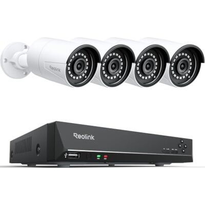 REOLINK 5MP PoE bewakingskit, 8CH NVR met 4x 5MP PoE externe IP-camera Geen Harde Schijf Inbegrepen, 30 meter nachtzicht, intelligente personen/voertuigdetectie, 24/7 opname, RLK8-410B4-5MP REOLINK 5MP PoE bewakingskit, 8CH NVR met 4x 5MP PoE externe IP-camera Geen Harde Schijf Inbegrepen, 30 meter nachtzicht, intelligente personen/voertuigdetectie, 24/7 opname, RLK8-410B4-5MP