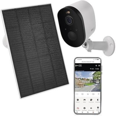 EMOS GoSmart slimme buitencamera met wifi & zonnepaneel, 5MP accu-bewakingscamera 135° groothoek, nachtzicht 9 m bewegingsdetectie, privézone, 2-weg audio IP44 Tuya/GoSmart App wit EMOS GoSmart slimme buitencamera met wifi & zonnepaneel, 5MP accu-bewakingscamera 135° groothoek, nachtzicht 9 m bewegingsdetectie, privézone, 2-weg audio IP44 Tuya/GoSmart App wit