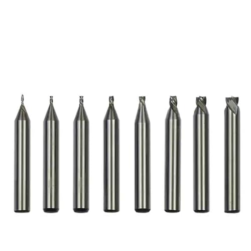 ZILOOK 8 Stuks Verticale Machinefrezen, (1.0, 1.2, 1.5, 2.0, 2.5, 3.0, 4.0, 5.0), Witstalen Boren, Sleutel Snijmachine Accessoires