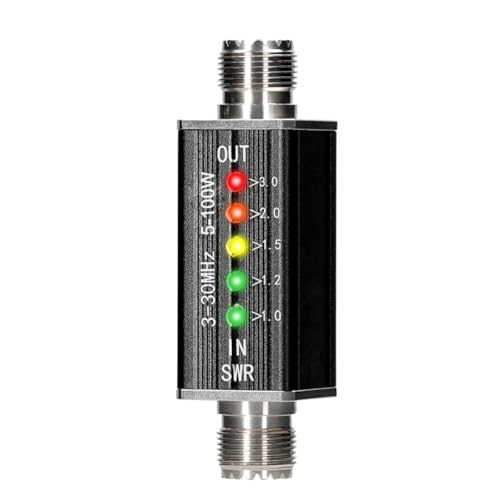 coserori 1 stuk LED SWR Meter Kortgolf Bevindende Golven Indicator met 5 LED M Vrouwelijke Interface