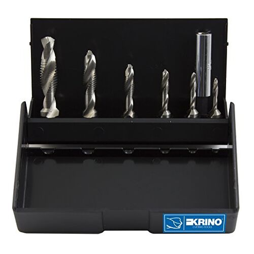 KRINO 19020213 HSS Combi schroef Bits met 1/4-inch zeshoekige schacht voor staal en metalen, 7-delige set