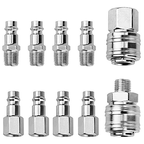 Oumuik 10 stks Air Line Euro Fitting Luchtvaartmaatschappij Slang Compressor Fittings 1/4 "BSP Luchtkoppeling en Plug Kit