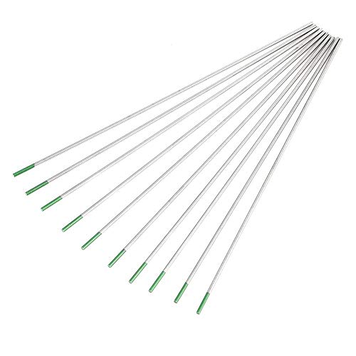 YWBL-WH 10 Stuks Pure Wolfraam Elektroden WP Groene Tip 1.0/1.6/2.0/2.4/3.2mm 250-400A voor AC TIG Lassen (2.0mm * 150mm), Wolfraam Elektrode