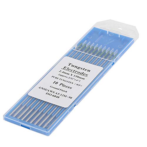 YWBL-WH 10 stks Pure Wolfraam Elektroden WP Groene Tip 1.0/1.6/2.0/2.4/3.2mm 250-400A voor AC TIG Lassen (3.2mm * 150mm), wolfraam Elektrode