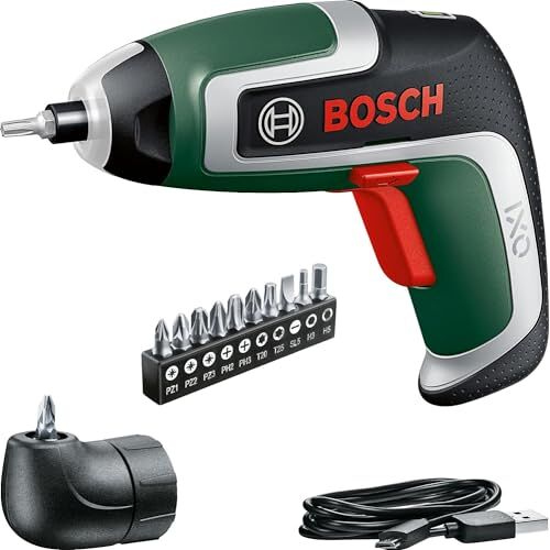 Bosch compacte accuschroevendraaier IXO set (7e generatie;3,6V;2,0 Ah;5,5Nm; haakse schroefadapter; met micro-USB-kabel; schroeft tot wel 190schroeven; in kartonnen doos)–Amazon Editie